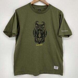 Uniqlo T-Shirt Men's M Green Marvel The Two Sons Of Odin Short Sleeve Crew Neck